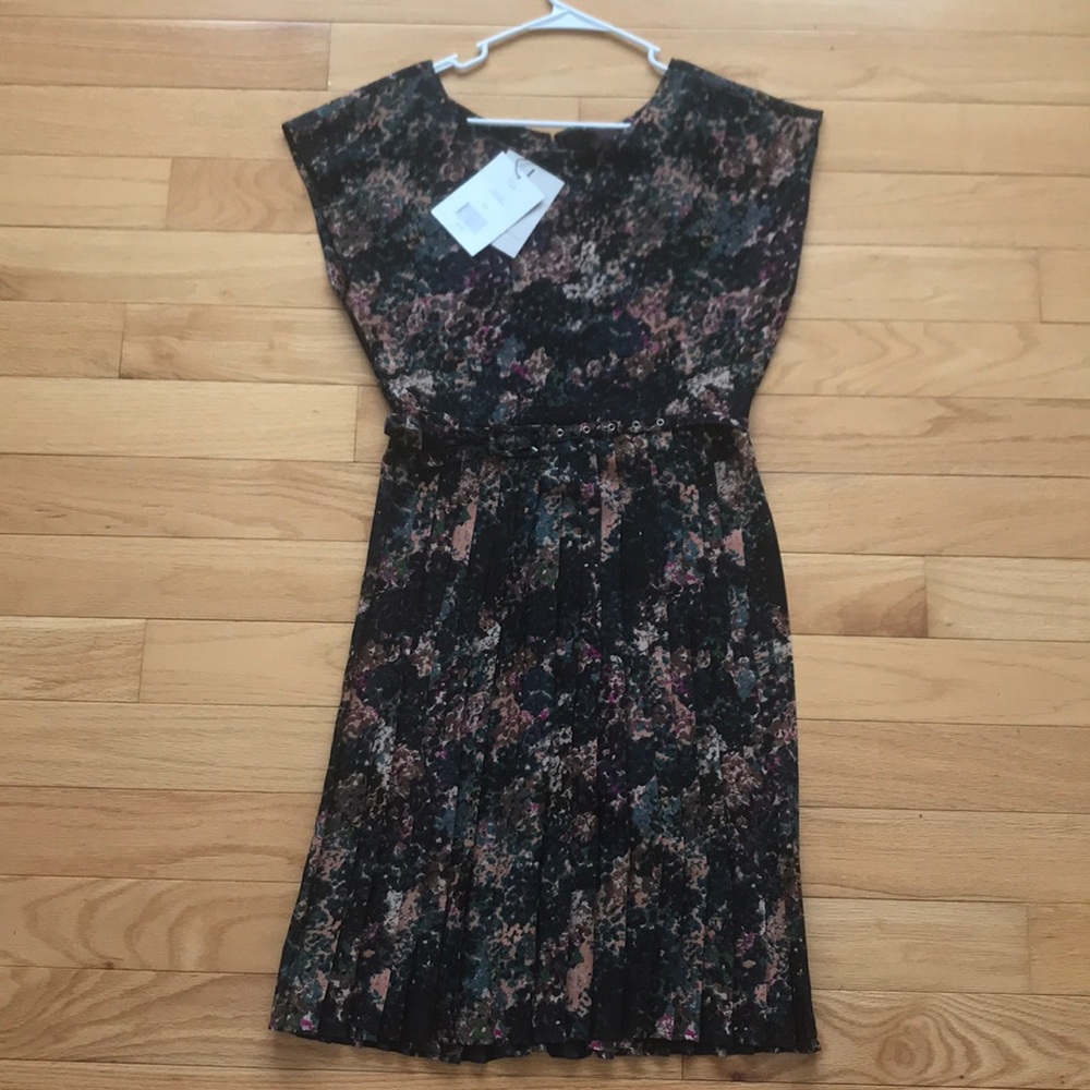 Great Plains Cezanne Pleated Dress in Pine Needle